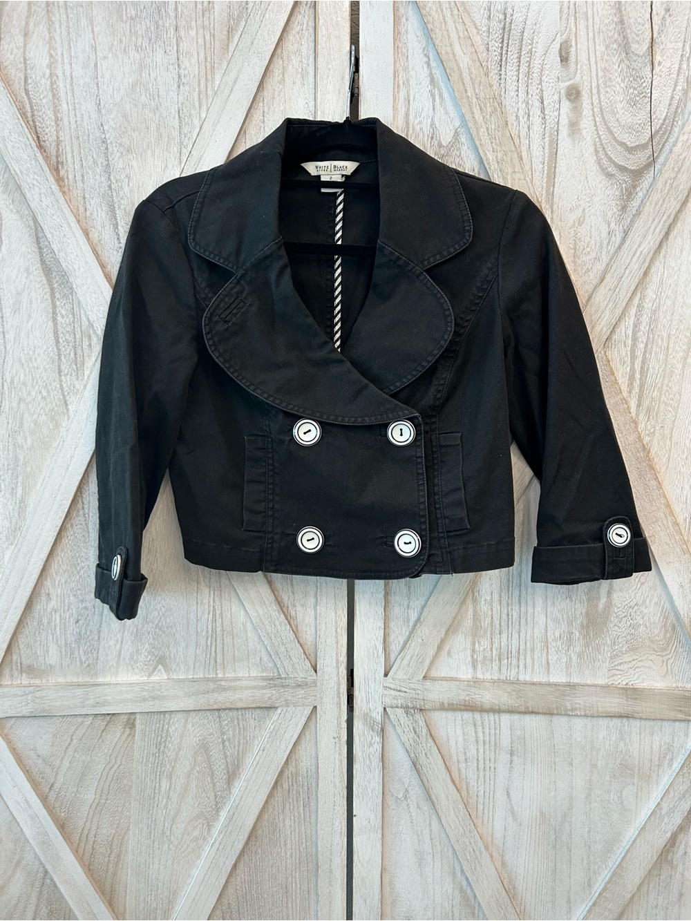 White House Black Market Black Cropped Double-Breasted Blazer